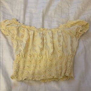 Yellow Eyelet Off-Shoulder Top